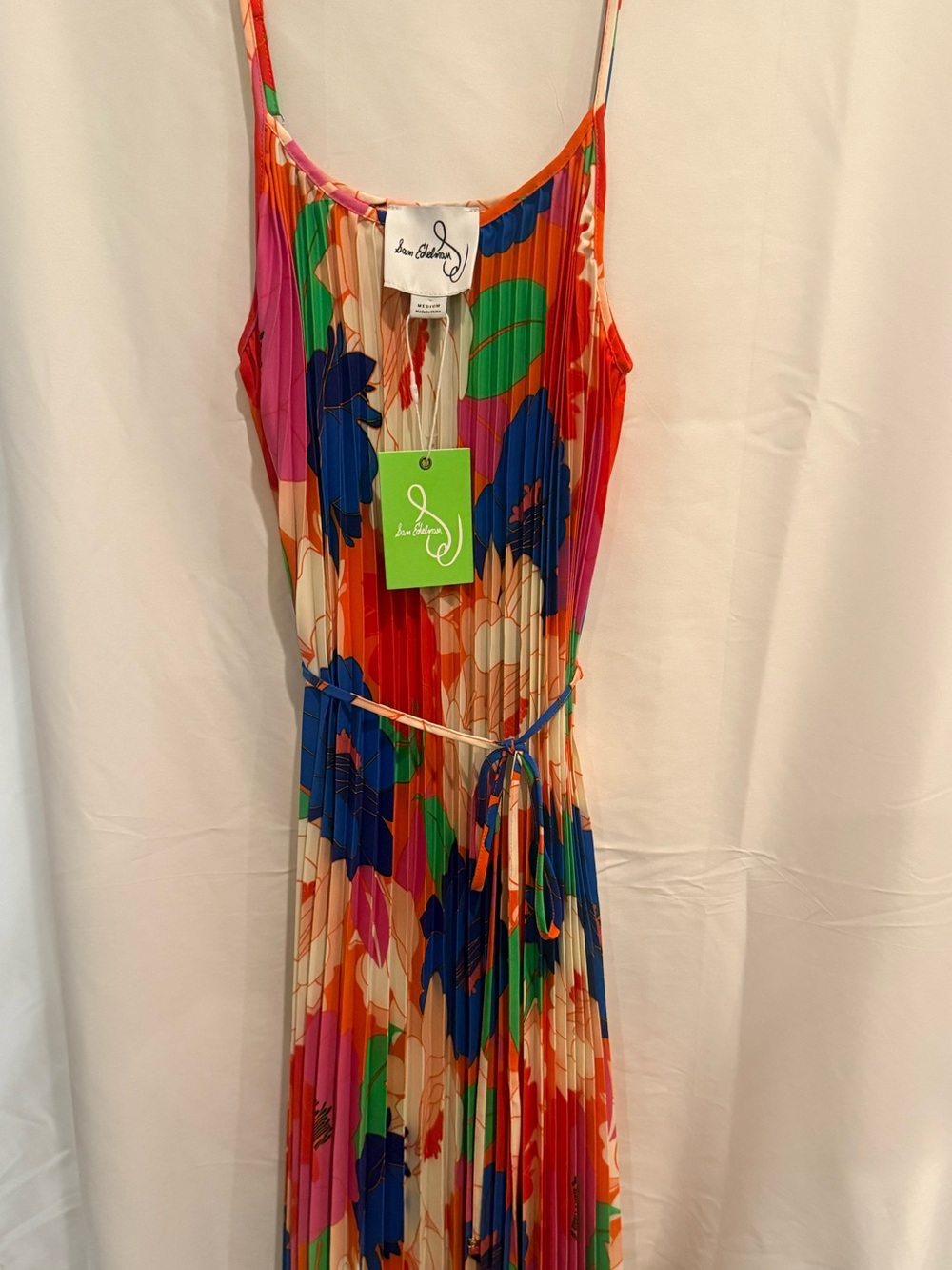 Sam Edelman Bright Multicolor Floral Pleated Maxi Dress - Picture 3 of 7